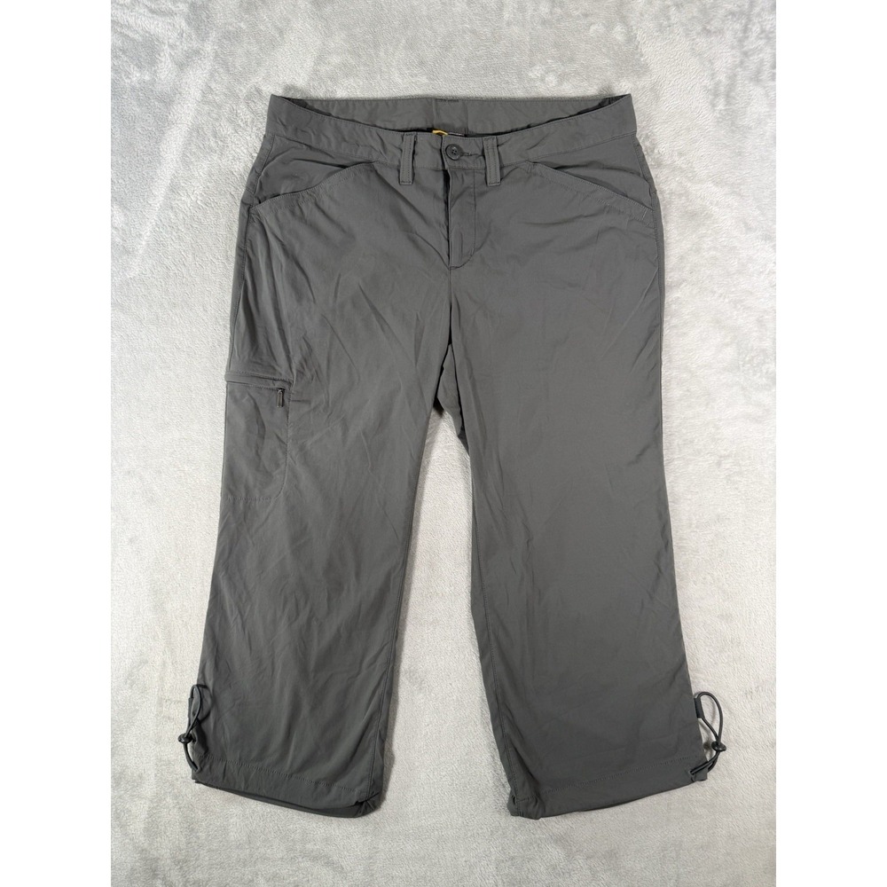 Eddie Bauer Travex Pants Womens 8 Grey Hiking Capri Nylon Spandex Outdoor 20.5"